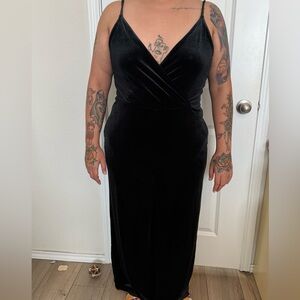 Wild Fable Black Velvet Spaghetti Strap V Neck Jumpsuit
